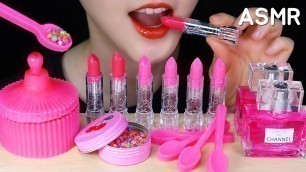 EDIBLE LIPSTICK ASMR EDIBLE COSMETICS ASMR EDIBLE PERFUME, EDIBLE SPOON, PINK FOOD ASMR