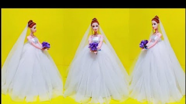 'Bridal Barbie doll makeup|Doll Decoration|barbie dresses|Doll set|Barbie set|making of Barbie dress'