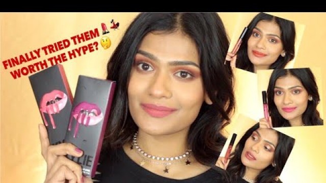 'Kylie Cosmetics Lip Kits & Velvet Liquid Lipsticks Review/Swatches on Tan/Indian/Medium skin'