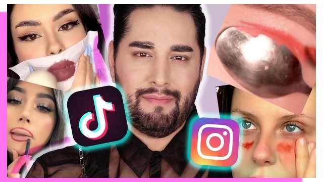 'TIKTOK AND INSTAGRAM HACKS! | Pro MUA Reacts #MAKEUP'