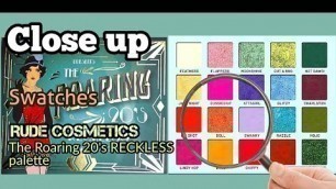 'THE ROARING 20\'S RECKLESS palette SWATCHES | RUDE COSMETICS | Close Up'