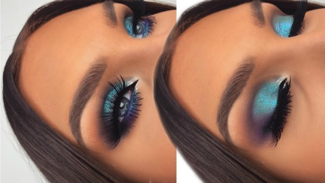 'Glittery Blue Smokey Eyes Using ABH x Amrezy Eyeshadow Palette'