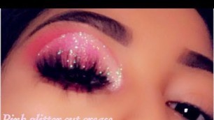 'CLASSIC PINK GLITTER CUT CREASE EYE MAKEUP 