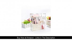 '❎ Makeup Brush Holder with Lid,Large Cosmetic Brush Organizer with 3 Drawers,Dust-proof Box with Pe'