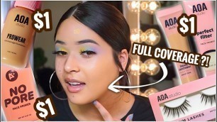 'FULL FACE $1 MAKEUP | NEW SHOPMISSA / AOA MAKEUP + BRUSHES ! SOO MANY HIDDEM GEMS UNDER $1'