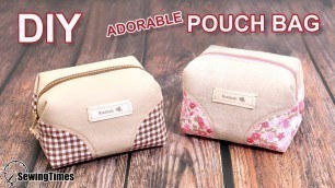 'DIY ADORABLE ZIPPER POUCH | Cute Design Makeup Bag Tutorial [sewingtimes]'