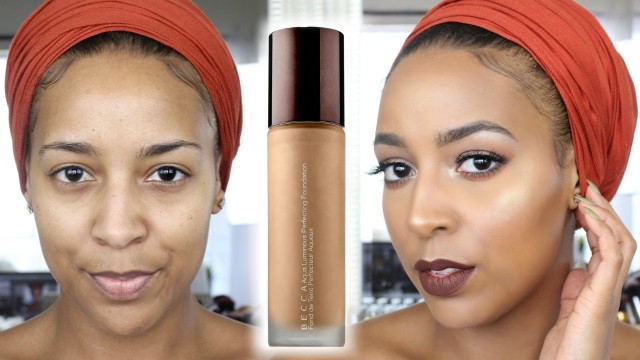 'Becca Aqua Luminous Perfecting Foundation (Warm Honey) | Demo + Review'