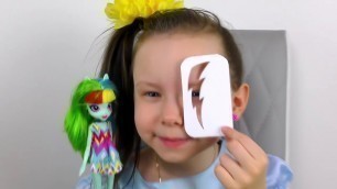 'Kids Makeup My Little Pony Rainbow Dash cosplay with Equestria Girl doll and colors dresess'