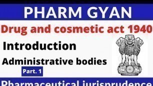 'Drug and cosmetic act 1940 ll Pharmaceutical jurisprudence'