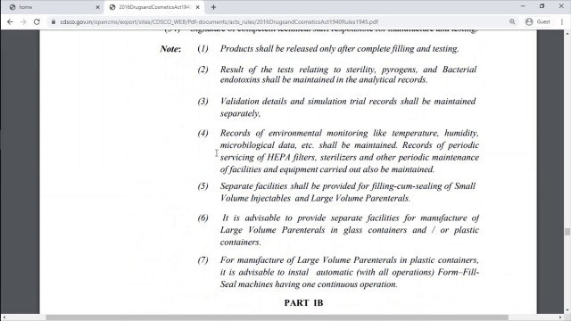 'Drugs & Cosmetics Act 1945 Schedule M'