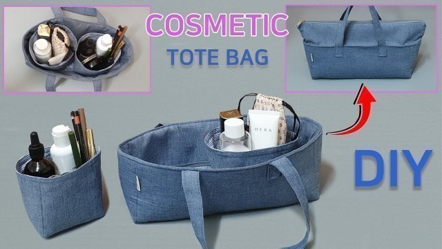 'DIY Cosmetic tote bag/Make a cosmetic bag with an inner basket/ 화장품 가방만들기/내부 바구니가 있는 화장품가방'