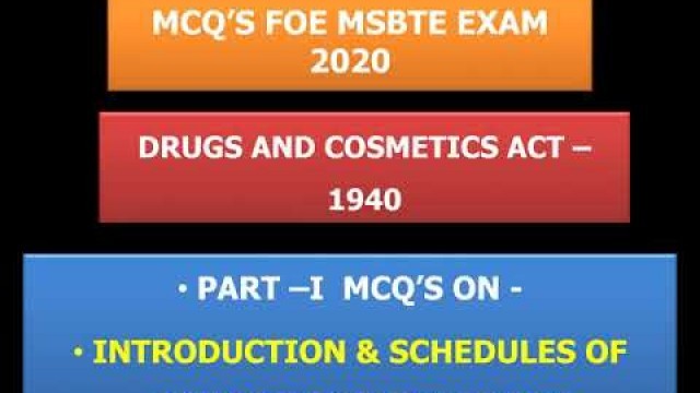 'Drug & Cosmetic Act- 1940 MCQ'