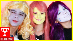 'MY LITTLE PONY FACE PAINT MAKEUP CHALLENGE!  Fluttershy vs Rarity vs Derpy  | KITTIESMAMA'