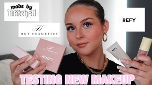 'TRYING INFLUENCER MAKEUP BRANDS | HNB COSMETICS, REFY & MORE'