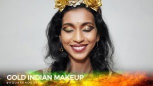 'Gold Indian Makeup Tutorial | Desi Indian Makeup | BH Cosmetics | Coloured Raine | AQUARENOVATIO'