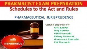 'Schedules to the act & rules || Pharmaceutical Jurisprudence || Drugs and cosmetics Act'