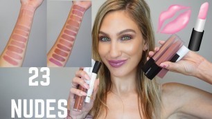 'SOME BOMB NUDE LIPSTICKS - 23 LIP SWATCHES  JACLYN COSMETICS DUPES?'