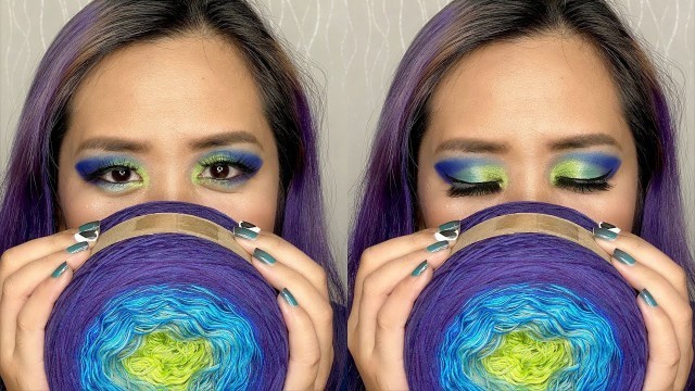 'Peacock Gradient Yarn Inspired Eye Makeup using BH Cosmetics Take Me Back to Brazil'