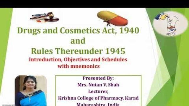 'Drugs & Cosmetics Act, 1940 and Rules made Thereunder 1945: Schedules: Part I'