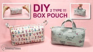 'DIY EASY BOX POUCH - 2 TYPE | Makeup Bag Travel Toiletry bag Tutorial [sewingtimes]'