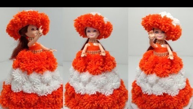 'Decorating Doll with wool|barbie dresses| Barbie makeup|Barbie outfit|Barbie set|Barbie accessories'