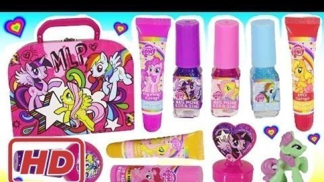 'My Little Pony Makeup Stationery Case! MLP Lip Balm Lip GLOSS Nail Polish Set! Shopkins! FUN [Full'