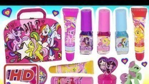 'My Little Pony Makeup Stationery Case! MLP Lip Balm Lip GLOSS Nail Polish Set! Shopkins! FUN [Full'