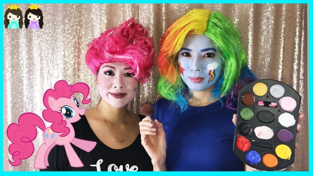 'My Little Pony Pinkie Pie Halloween Makeup Tutorial with Princess ToysReview'