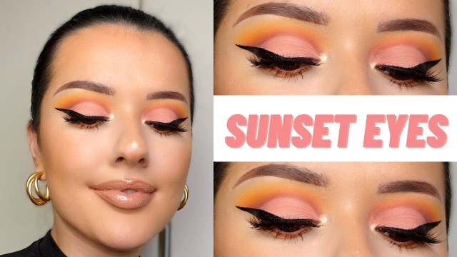 'SUNSET EYESHADOW TUTORIAL | HOODED EYES | USING HNB COSMETICS DARE TO BE DIFFERENT PALETTE!'