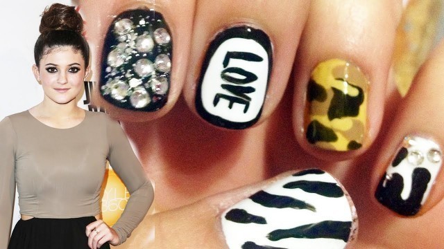 'Mix \'n\' Match Nails ♥ Kylie Jenner Inspired ! (Camouflage, Border Manicure, Dripping, Zebra Print)'