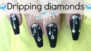 'Dripping rhinestone nail design | Kylie Jenner inspired nailart tutorial'