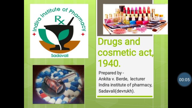 'Drug and cosmetic act, 1940| Schedules  to the rules.'