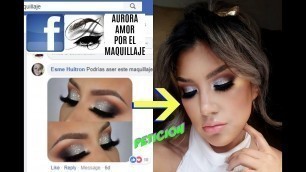 'PETICION de FACEBOOK ahumado con PLATA  / SILVER SOFT CUT CREASE  makeup tutorial | auroramakeup'