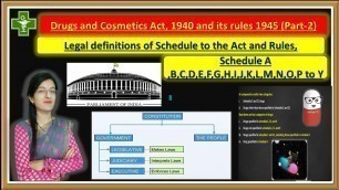 'Drug & Cosmetic act 1940 & its rule 1945, Part-2 (Legal definitions of Schedule to the Act & Rules)'