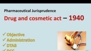 'DRUG AND COSMETIC ACT 1940      #pharmacy'