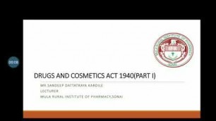 'Drugs and Cosmetics Act 1940 (Part-I)'