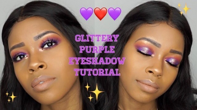 'Purple Glitter Eyeshadow Tutorial Dark Skin || BH cosmetics || Hooded Eyes'