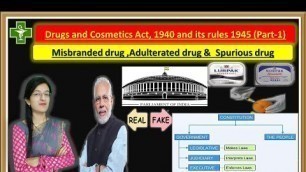 'Drug & Cosmetic act 1940 & its rule 1945, Part-1 (Objective & Definition)'