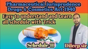 '||Pharmaceutical jurisprudence||  trick to Learn schedule of Drug,  Drug and Cosmetics By Dileep sir'