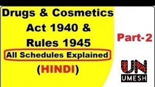 'Drugs & Cosmetics Act 1940 & Rules 1945 All Schedules | Umesh Naktode'