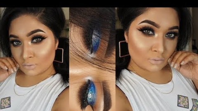 'GRWM Blue Smokey eyes/ Full Face Makeup Tutorial/ BH cosmetics GIVEAWAY'