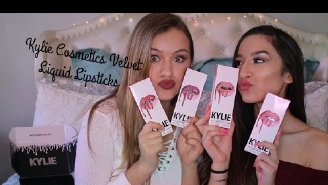 'New Kylie Cosmetics Velvet Liquid Lipsticks! Swatches and Review of all 4 shades!!'