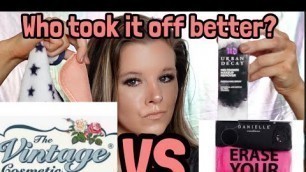 'ERASE YOUR FACE VS VINTAGE COSMETIC COMPANY MAKEUP REMOVER CLOTHS VS URBAN DECAY MELDOWN'