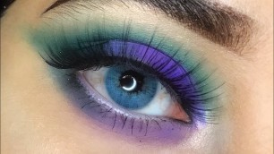 'Purple Green Eyelook || BH Cosmetics Pro Artistry Palette || Half Cut-Crease Tutorial 