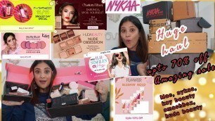 'Nykaa Huge Makeup haul || Single\'s day sale upto 70% Off || nykaa, Mac , Huda beauty, kay beauty etc'